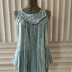 Boho Baby Doll Top with Lace Trim